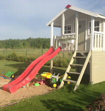 Kinderhaus Toby + WASSERRUTSCHE Spielhaus Gartenhaus Stelzenhaus Holz Haus Tobi