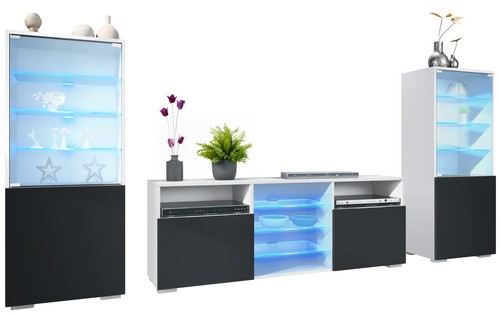 Wohnwand lowboard vitrine - wohnwand,