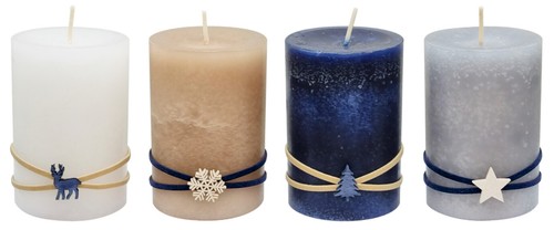 Adventskerzen blau grau beige - adventskerzen,