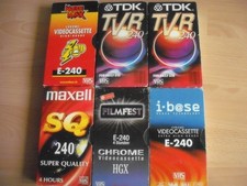6 VHS Leerkassetten a 240 / Tapes gebraucht TDK/Maxwell/i-base/Filmfest/MediMax