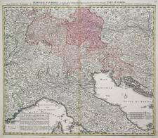 Norditalien Schweiz Original Kupferstich Landkarte Homann 1730