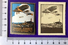Lot 2 x Reklamemarke Werbemarke posterstamp Straubing Volksfest 1912 Flugzeug