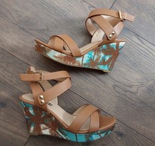 Sandalen Damen Gr. 38 Braun Keilabsatz