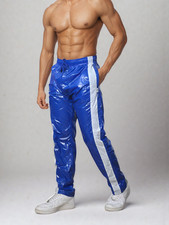 PU Nylon Sport Jogginghose aus PU  königsblau Glanz Nylon