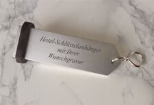 großer HOTEL Schlüsselanhänger 100x30mm silber - eckige Grundform- Inkl GRAVUR
