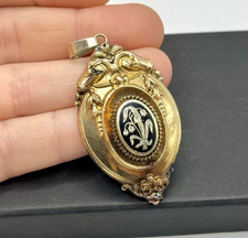 Antiker Biedermeier Anhänger 333 Gold  Schaumgold Emaille Floralmotiv