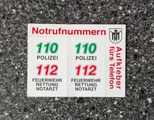 Notruf Rufnummern Aufkleber