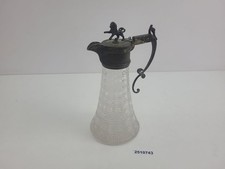 Glaskaraffe Metallmontierung Löwe vor 1900 Musterdekor Deko Alt Antik #2510743