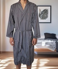 Hajo Klima Comfort System Bade/Morgenmantel BRAUN gestreift gefüttert S/48  Neu