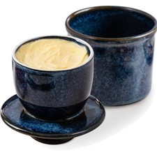 Keramik Butterdose blau mit