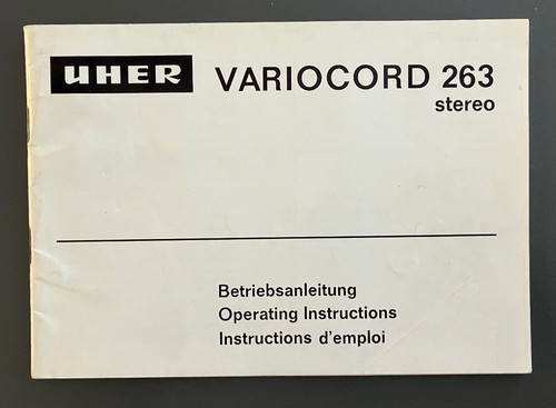 Betriebsanleitung uher tonband - betriebsanleitung,