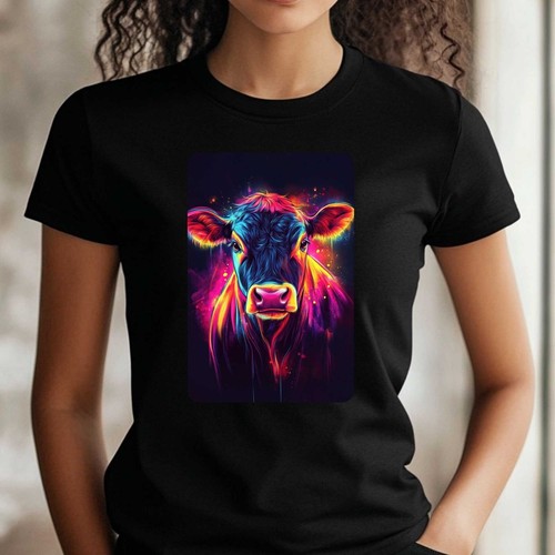 Frauen shirt neon kuh motiv - kuh,