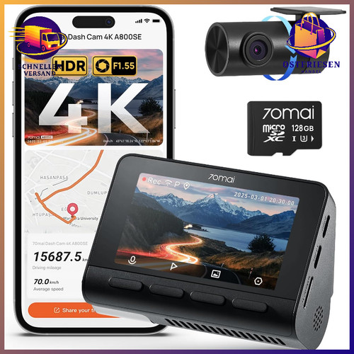 Dashcam hdr 2160p 1080p - 4k, 2160p+1080p