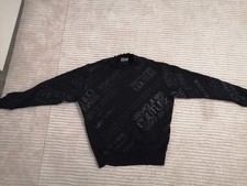 Versace Jeans Couture Original Pullover Gr. L Schwarz mit Schriftzügen Rundherum