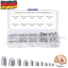 250tlg Gewindestifte Sortiment Set VA Edelstahl Madenschrauben mit Spitze DIN914