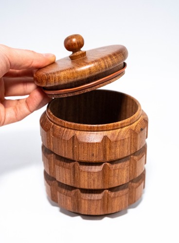 Vintage teak holzdose fassform - teak,