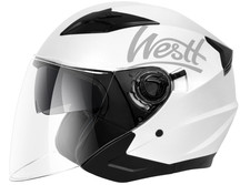 Westt Jethelm mit Visier und Sonnenblende Motorradhelm Herren Damen Rollerhelm