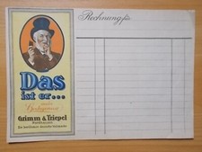 Nordhausen Grimm & Triepel Schnupftabak Werbung auf blanco Rechnung
