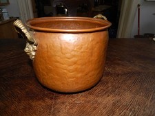 alter Kupfertopf Übertopf Kessel Henkel Löwenkopf Messing Füsse shabby chic