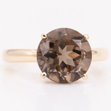 Gr. 55 - 10,1 mm ø Rauchquarz Solitär Gelbgold 585/14K Damenring