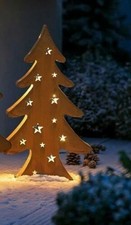 Tannenbaum mit LED-Lichterkette Metall Rost Optik Timer Baum Weihnachtsdeko 40cm