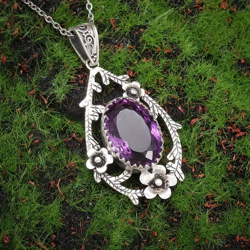 Damen blume halskette - blume, silber