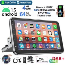 DAB+ Android 14 Autoradio 1 DIN GPS Navi RDS WIFI 360° Drehbar Bildschirm+Kamera