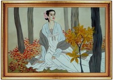 Ölbild, schöne Frau im