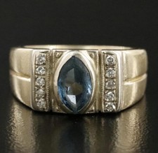 Vintage 14K Gold Marquise Lab