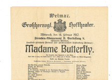 Weimar Großherz. Hoftheater Programm Madame Butterfly 1912