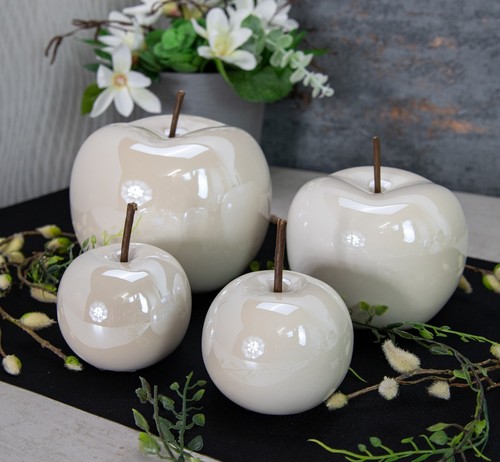 Deko apfel keramik weiß - deko,