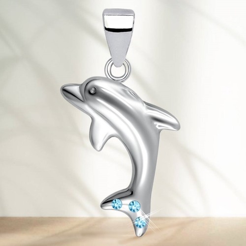 Delfin anhänger blau zirkonia - delfin,