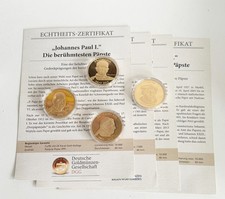 Lot: Papst Medaillen + Martin Luther DGG 24 Karat vergoldet mit Zertifikat