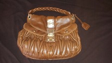 MIU MIU PRADA Ledertasche, braun mit Goldschnalle, Einträger, Original