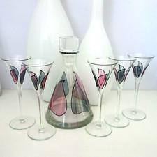 Likör Gläser mit Karaffe Nagel Exclusiv Design mundgeblasen handbemalt