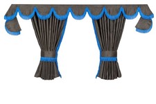 LKW Gardinen Mercedes Actros MP4 MP5 -7tlg Set grau blau mit Borde & Haken