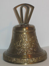 Messing Glocke mit Kronengriff Tischglocke Handglocke verziert Antik-Stil 14cm
