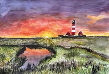 Original aquarell leuchtturm - original,,