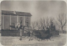 O003,Foto,Panje-Pferdeschlitten,russischer AK Aufdr.,Russland,unbeschrieben,1.WK