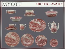 Myott "Royal Mail" Teile zur Wahl: teller platte kanne tasse england rot