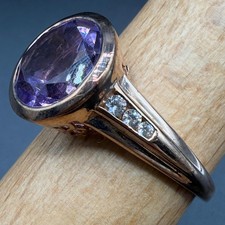 Moderner amethyst silberring - amethyst,