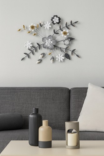 Wandbild metall blumen - 3d, gold