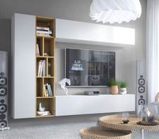 Wohnwand Ziturko TV-Lowboard Wandregal Hängevitrine Stilvoll Wohnzimmer-Set M24