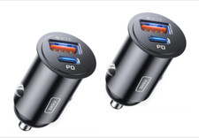INIU 2 Stck USB Zigarettenanzünder Adapter Kfz Ladegerät Steckdose PD&QC3.0