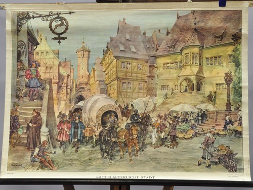 Wandbild schulkarte vintage - schulkarte,