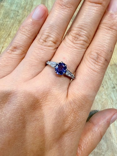Art deco platin saphir ring - platin,