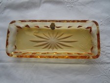 Eckige Glasschale Anbietschale Pressglas   orange eckig mit großem Bodenstern