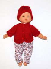 Puppenkleidung für die Babypuppe 30 cm, Strickjacke, Hose, Mütze