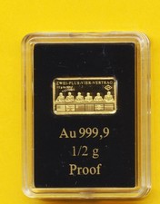 Gold-Kleinbarren 0,5 g fein: "Zwei-plus-Vier-Vertrag" PP