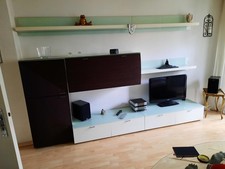 Edle Wohnzimmer Möbel weiß, braun, Glas, Top Zustand